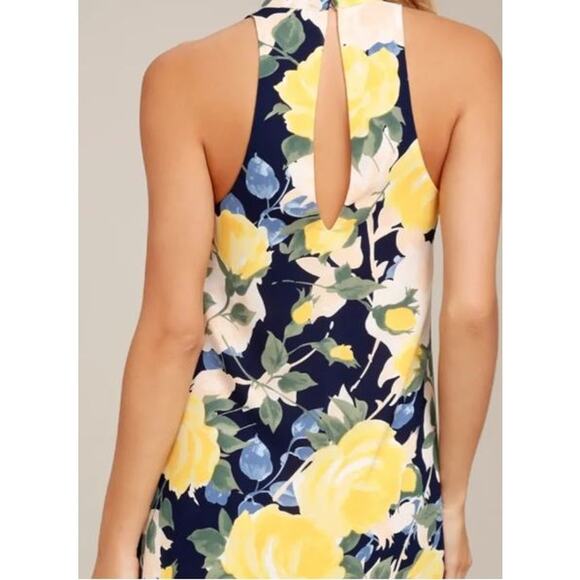 Lulus Floral Swing Dress Yellow & Blue Size XS - Picture 2 of 5